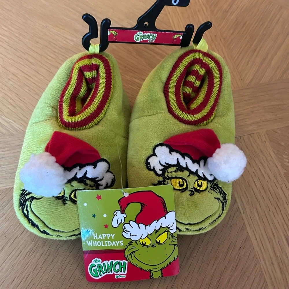 NWT Dr Seuss The Grinch Slippers Christmas toddler 5/6‎ house shoes